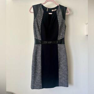 Rebecca Taylor Black & Gray Paneled Midi Dress